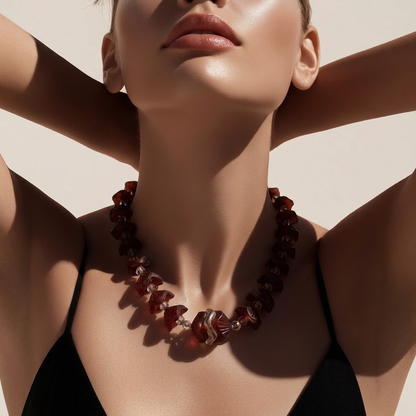 The Cherry Amber Beaded Necklace.