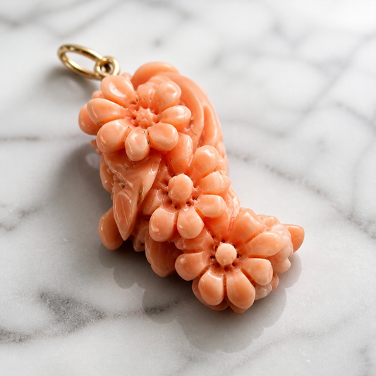 The Angel Skin Coral Floral Pendant.