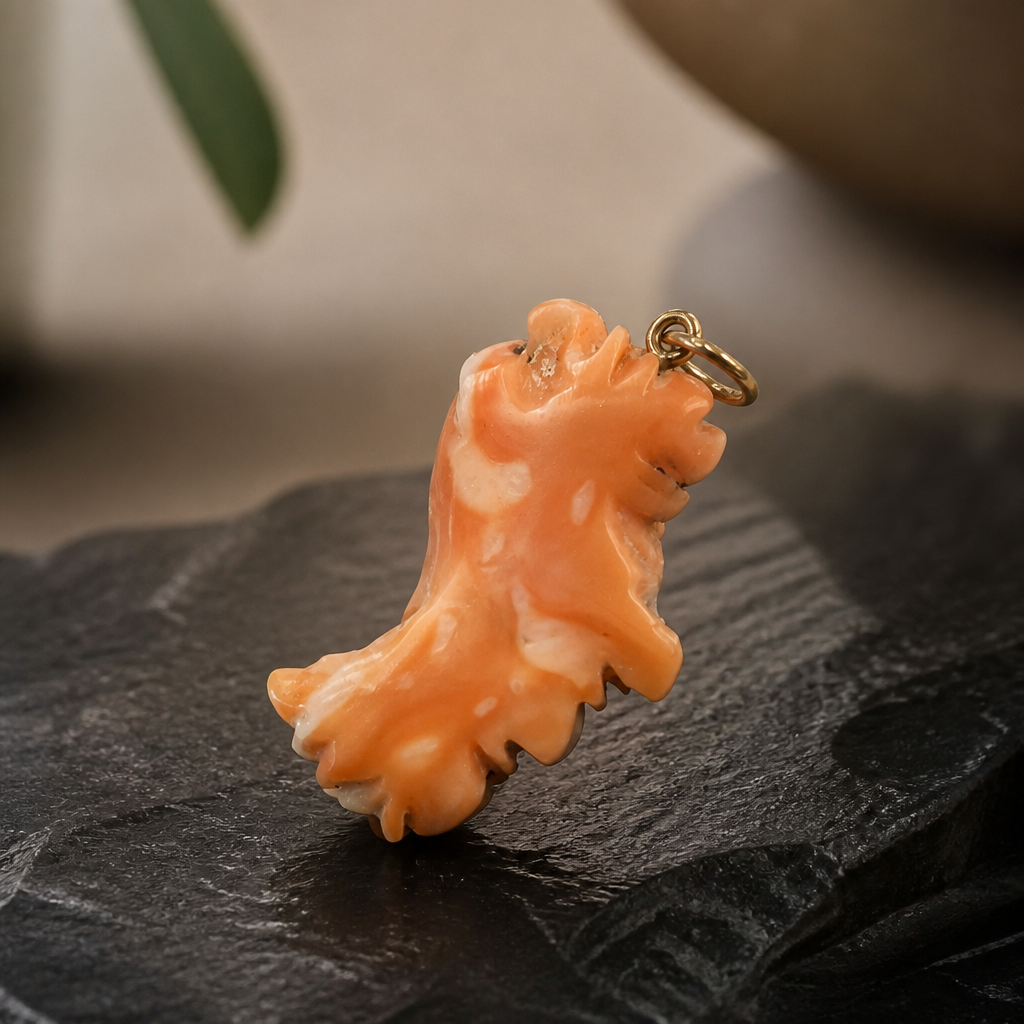 The Angel Skin Coral Floral Pendant.