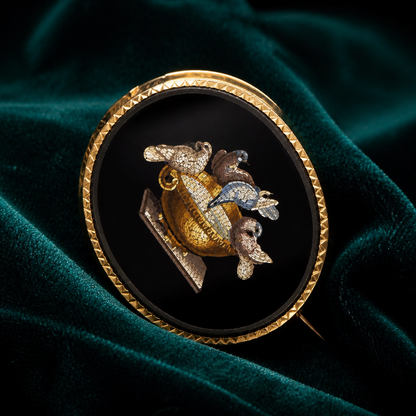 The Doves of Pliny Micro-Mosaic Brooch.