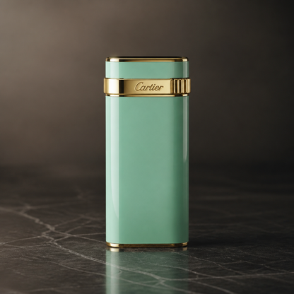 The Cartier Le Must Turquoise Enamel Lighter.