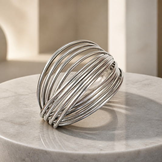 The Sculptural Silver Wire Cuff