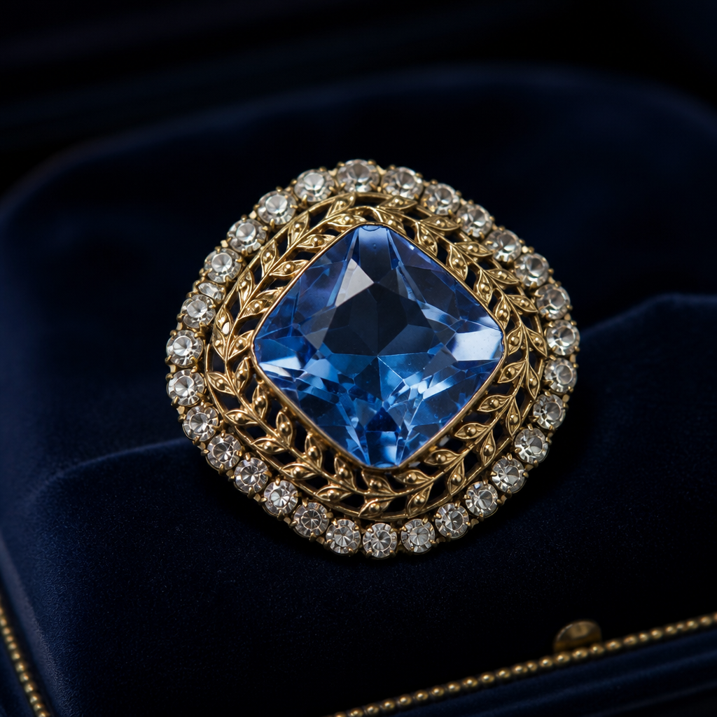 The Sapphire Blue Laurel Brooch.