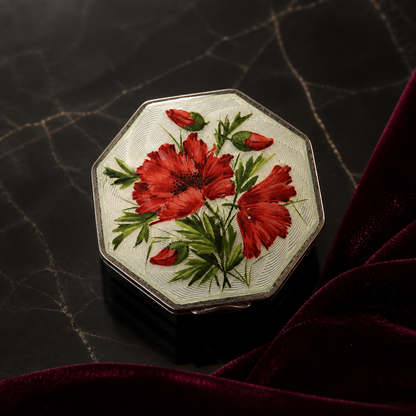 The Red Floral Guilloché Enamel Compact.