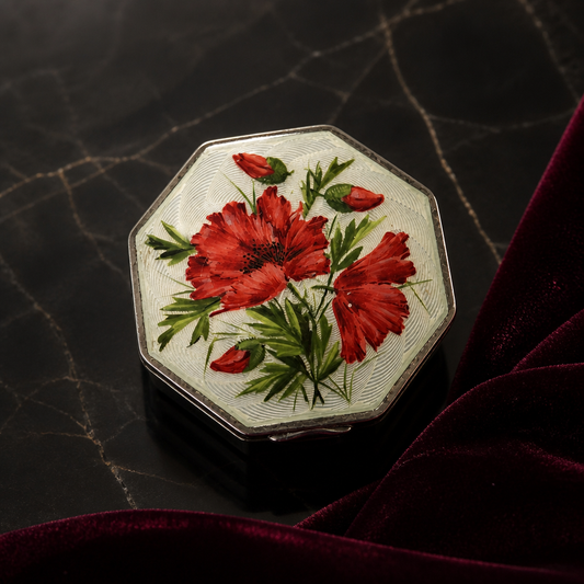 The Red Floral Guilloché Enamel Compact.