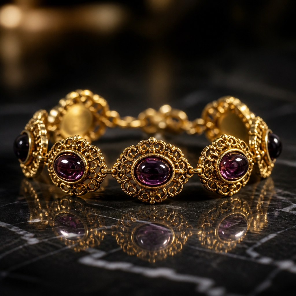 The Amethyst Filigree Link Bracelet