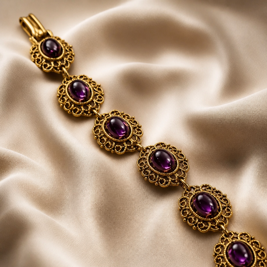 The Amethyst Filigree Link Bracelet