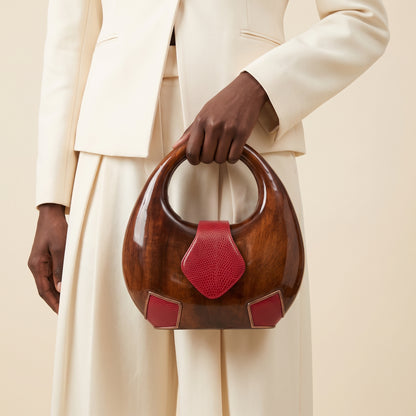 The ROCIO Red Exotic Leather Sculptural Handbag