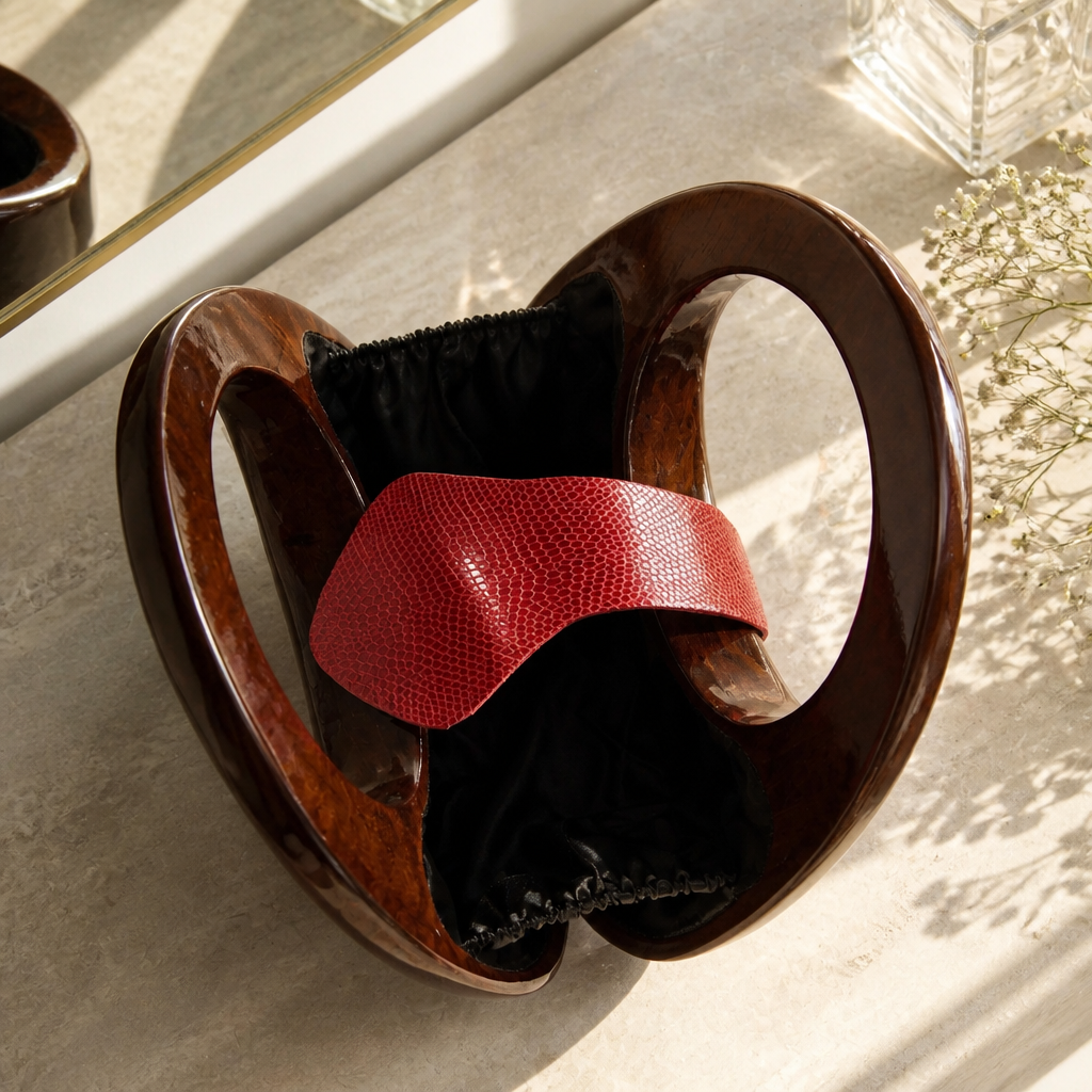 The ROCIO Red Exotic Leather Sculptural Handbag