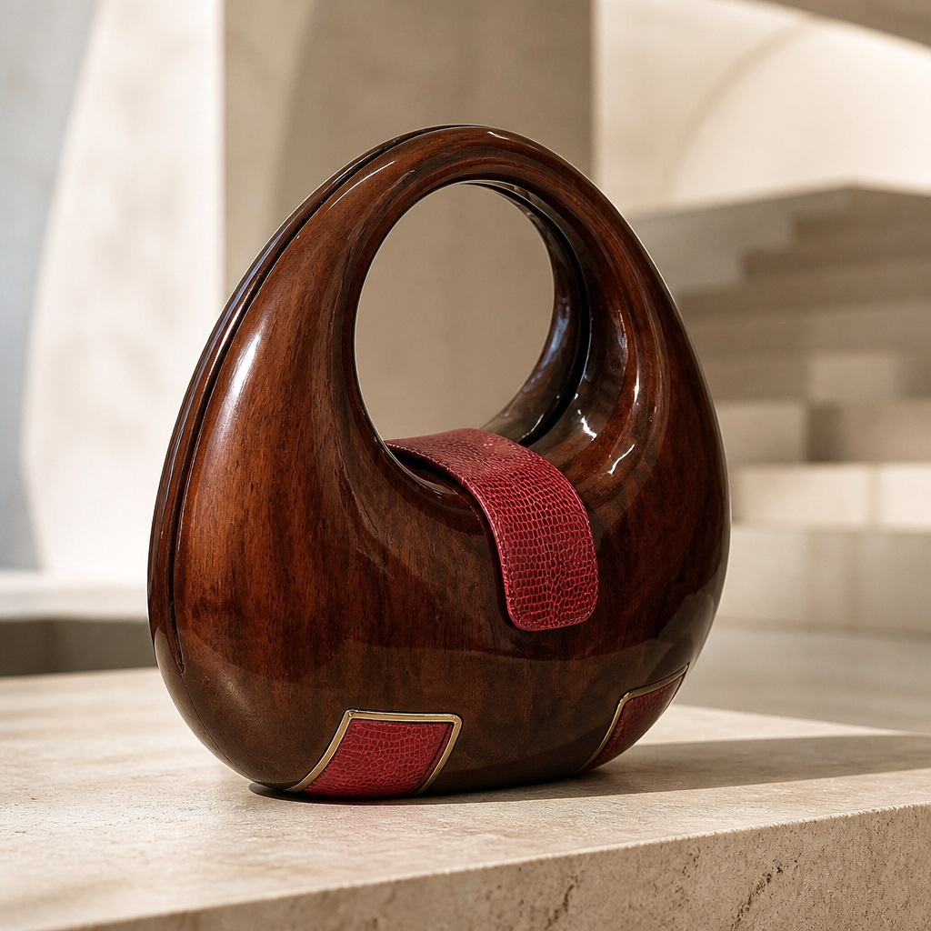 The ROCIO Red Exotic Leather Sculptural Handbag