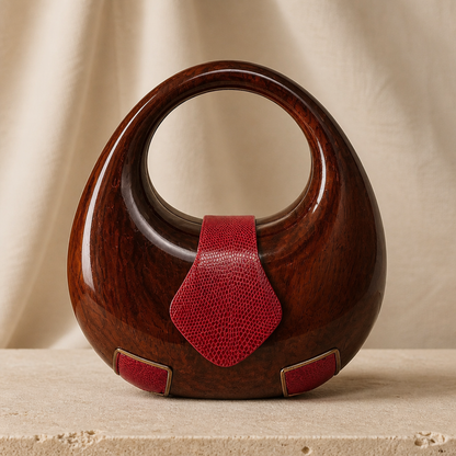 The ROCIO Red Exotic Leather Sculptural Handbag