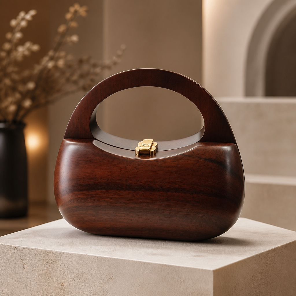 The ROCIO Coco Sculptural Wood Handbag
