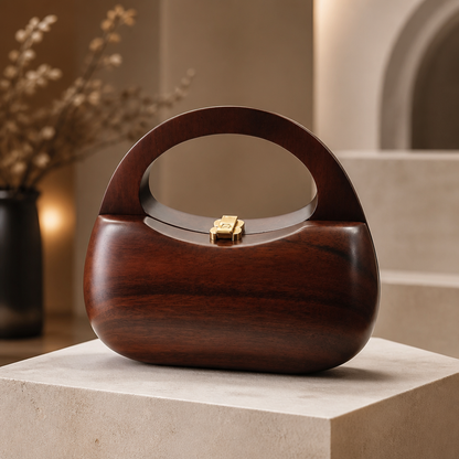 The ROCIO Coco Sculptural Wood Handbag