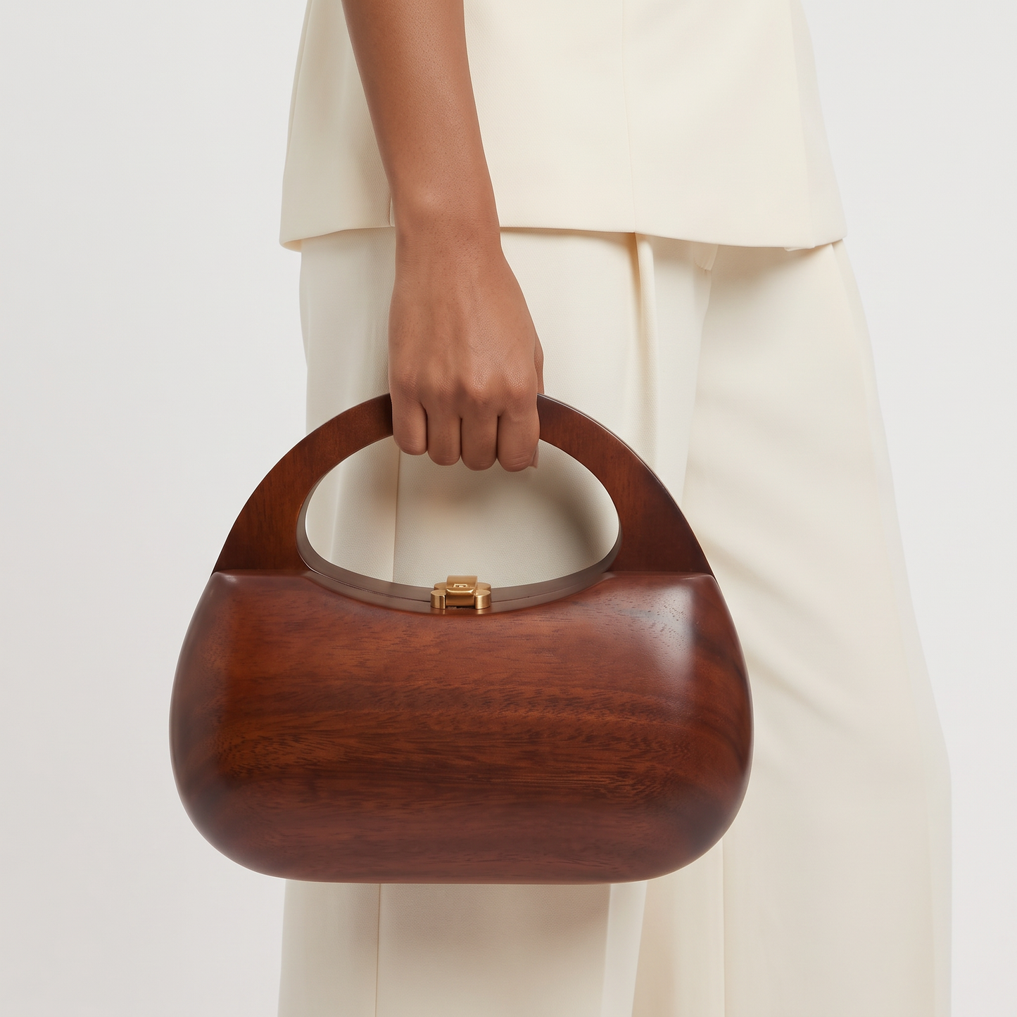 The ROCIO Coco Sculptural Wood Handbag