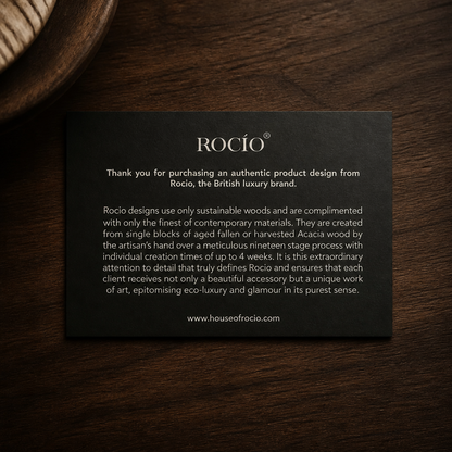 The ROCIO Acacia Wood & Python Capsule Clutch