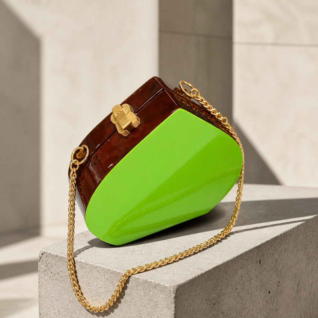 The ROCIO Lime Green Sculptural Clutch