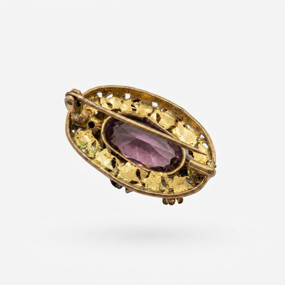 The Amethyst Ornate Oval Brooch.