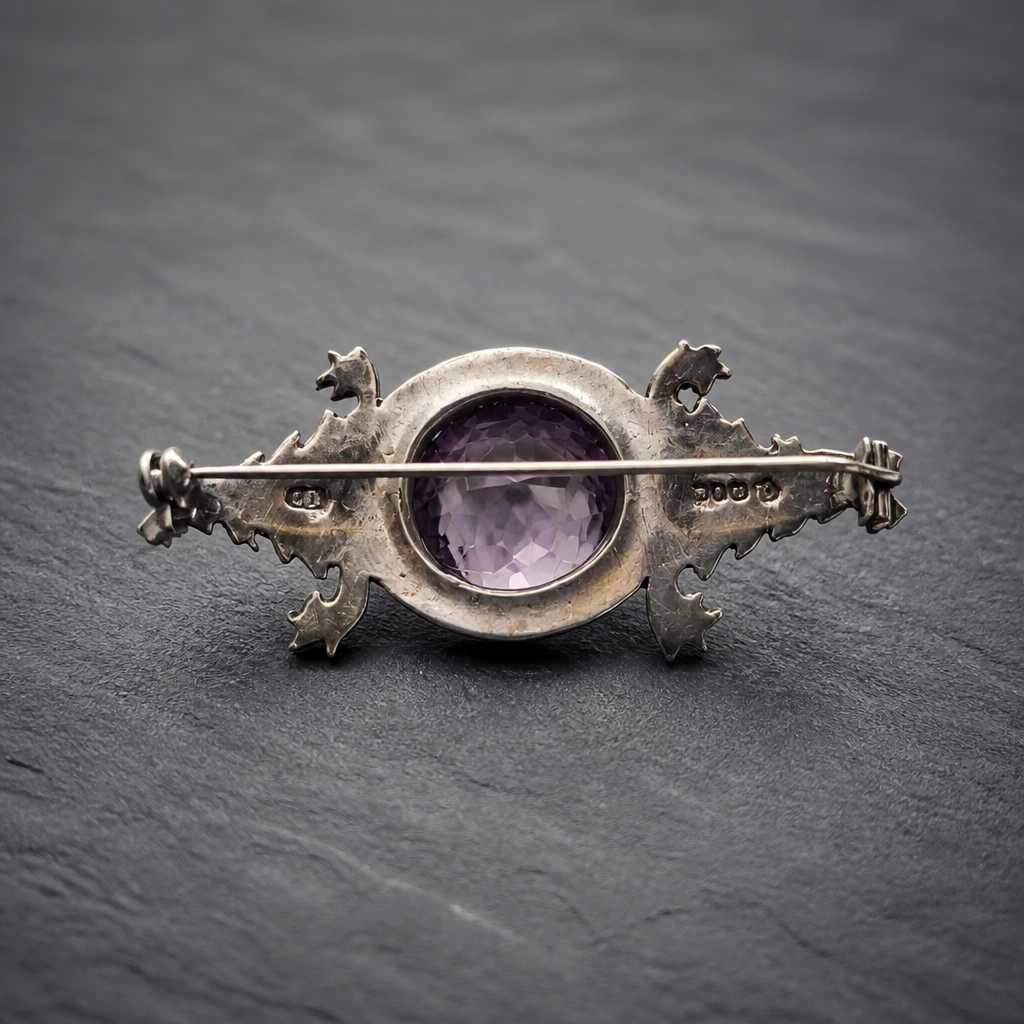 The Amethyst Silver Filigree Brooch.