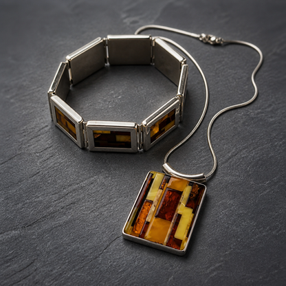 The Baltic Amber Mosaic Jewellery Set.