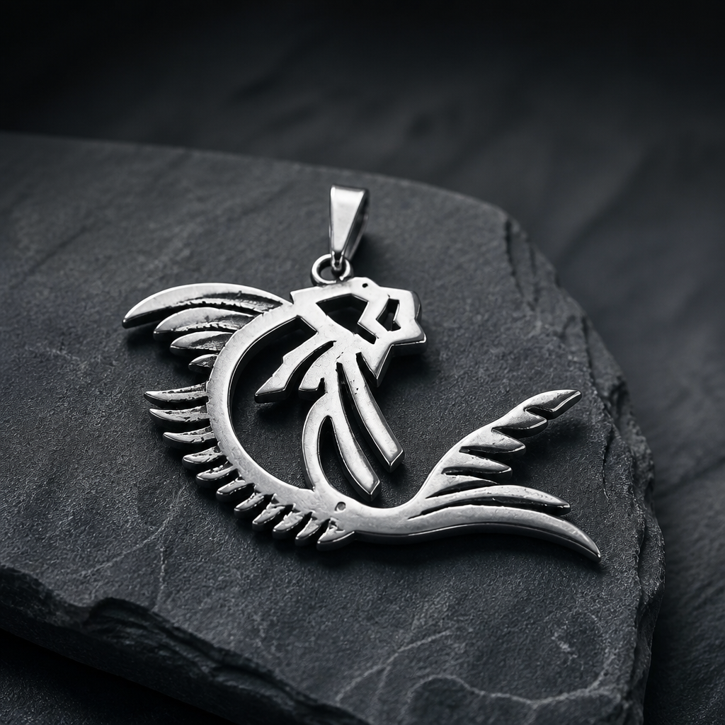 The Abstract Silver Fish Pendant.