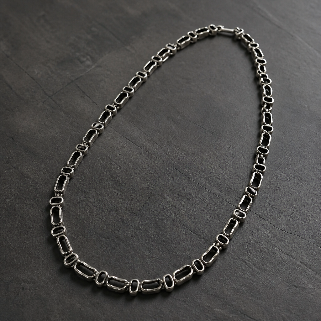 The Oxidized Geometric Link Necklace.
