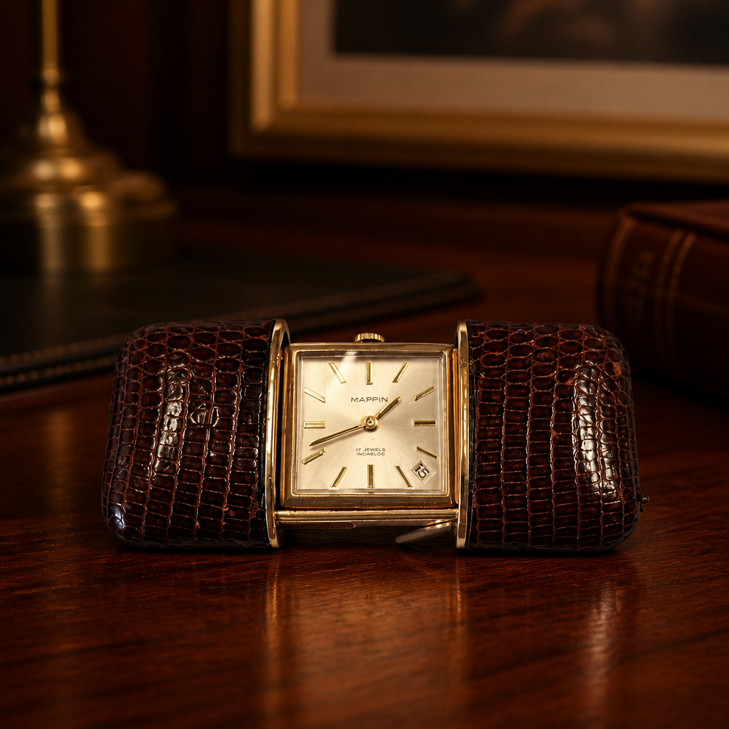 The Movado Ermeto Crocodile Purse Watch.