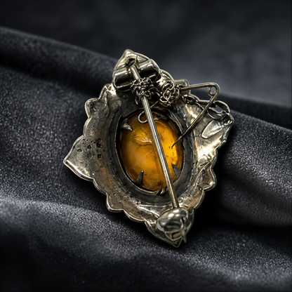 Victorian silver agate and citrine Pin Brooch