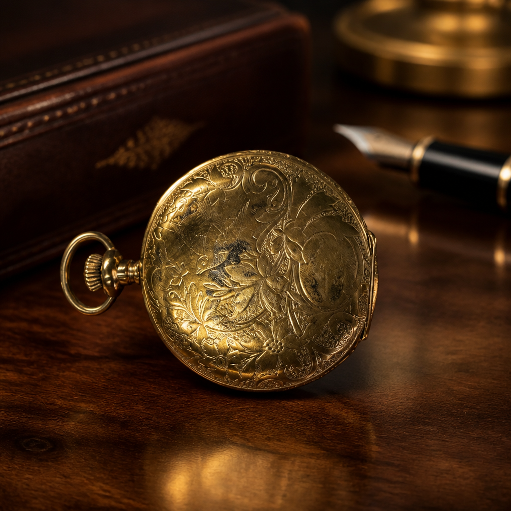 The Antique Gold Open-Face Pocket Watch.