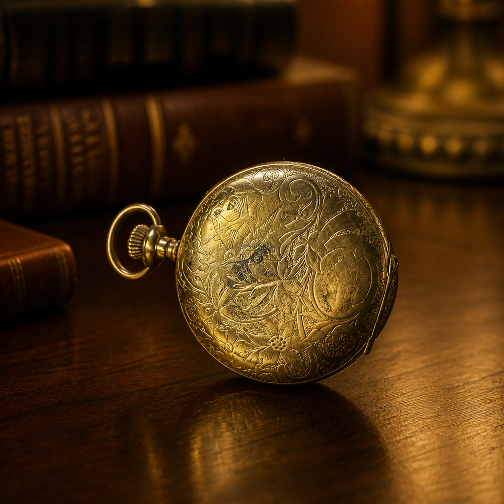 The Antique Gold Open-Face Pocket Watch.