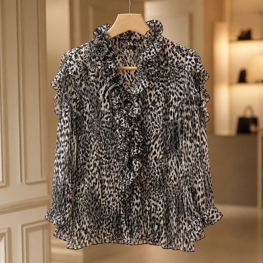 The Black &amp; White Animal Print Chiffon Blouse.