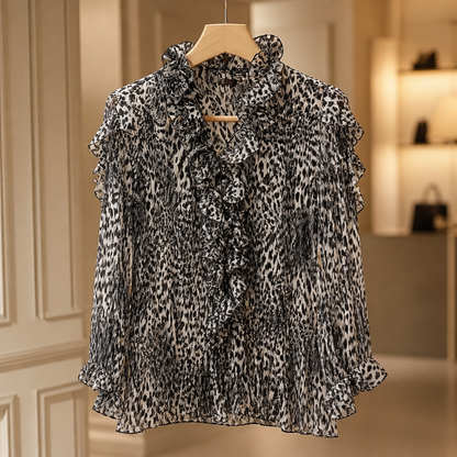 The Black &amp; White Animal Print Chiffon Blouse.