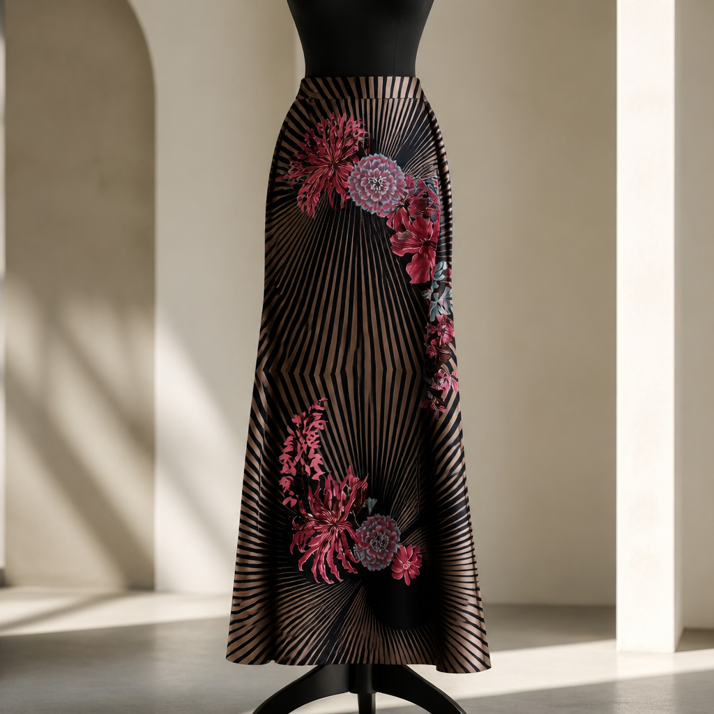 The Black Floral &amp; Geometric Maxi Skirt.