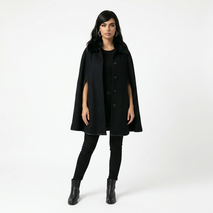 The Black Faux-Fur Shoulder Cape.