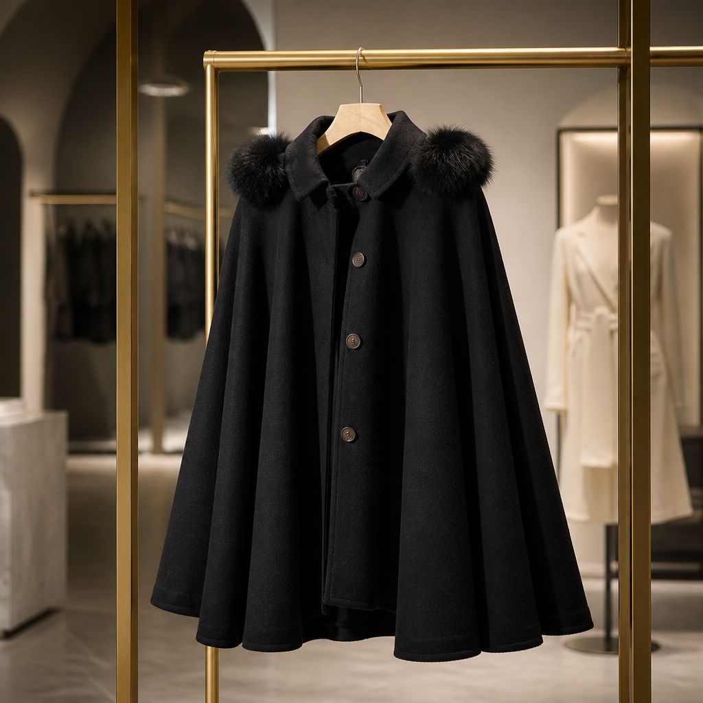 The Black Faux-Fur Shoulder Cape.
