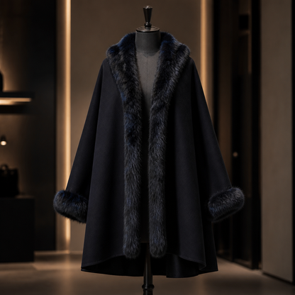 The Dark Fur-Trim Wrap Cape.