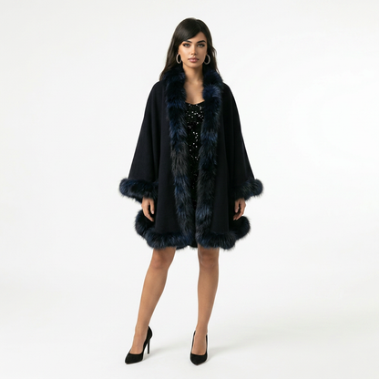 The Dark Fur-Trim Wrap Cape.
