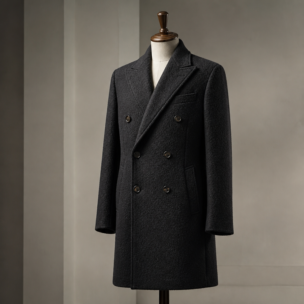 The Dark Double-Breasted Overcoat.