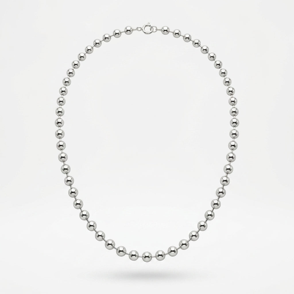 925 Sterling Silver Chunky Ball Chain Necklace.