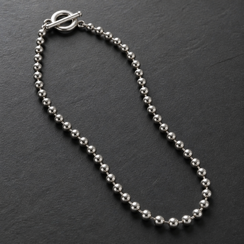 925 Sterling Silver Chunky Ball Chain Necklace.