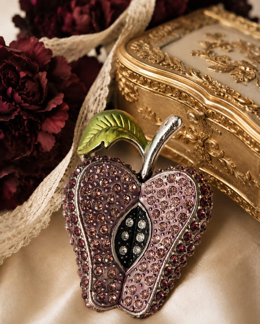 Sweet Sparkle Apple Halves Brooch