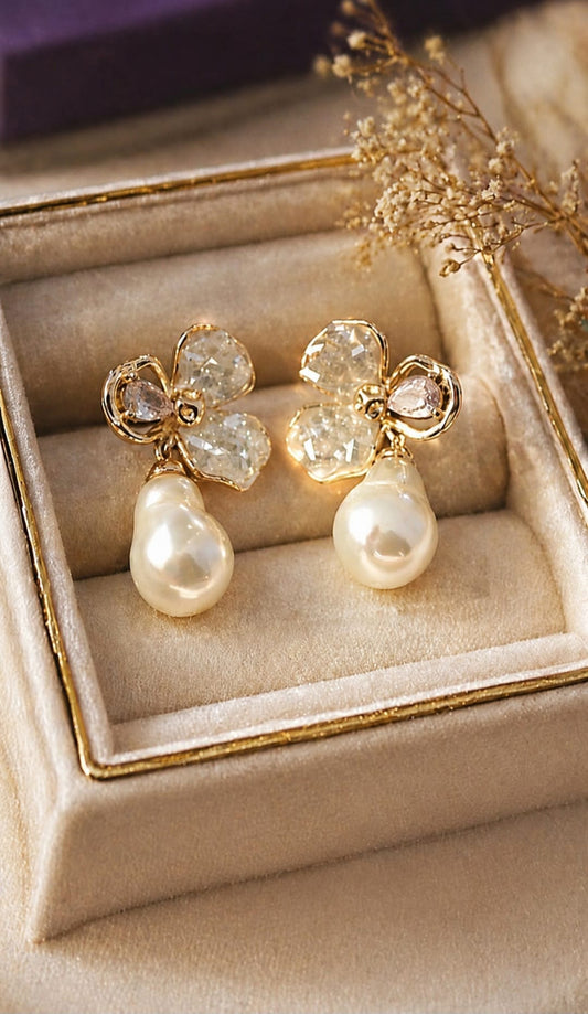 The Fleur De Pearl Drop Earrings