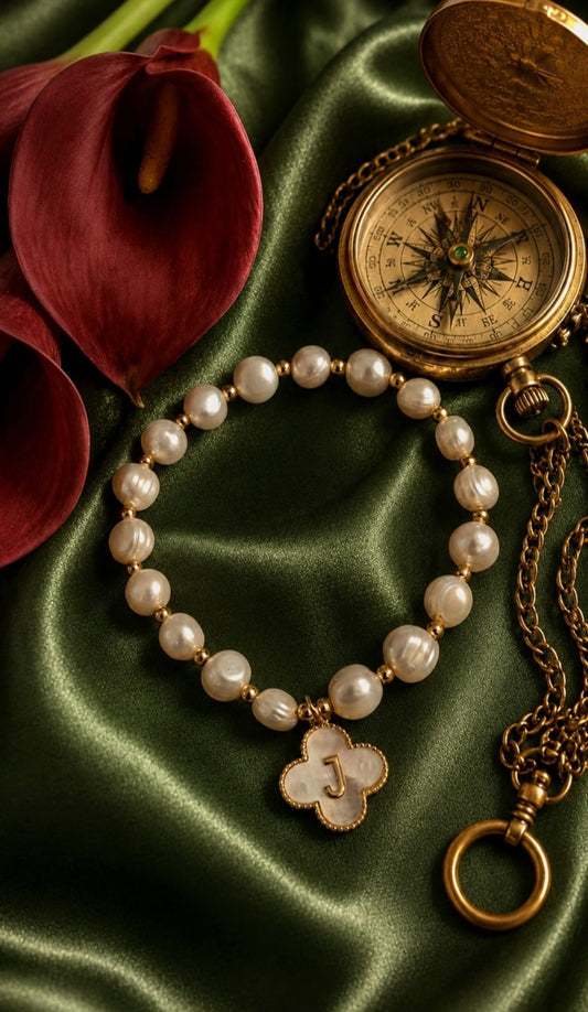 The Heirloom Clover Initial Pearl Bracelet