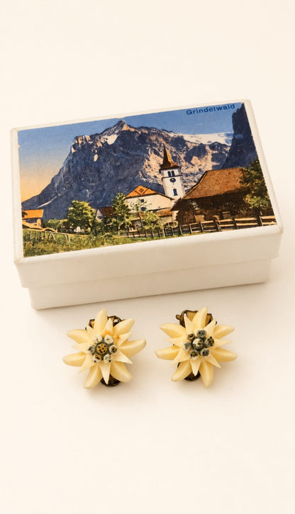 Vintage Alpine Edelweiss Earrings – Grindelwald Souvenir