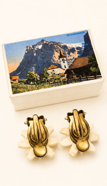 Vintage Alpine Edelweiss Earrings – Grindelwald Souvenir