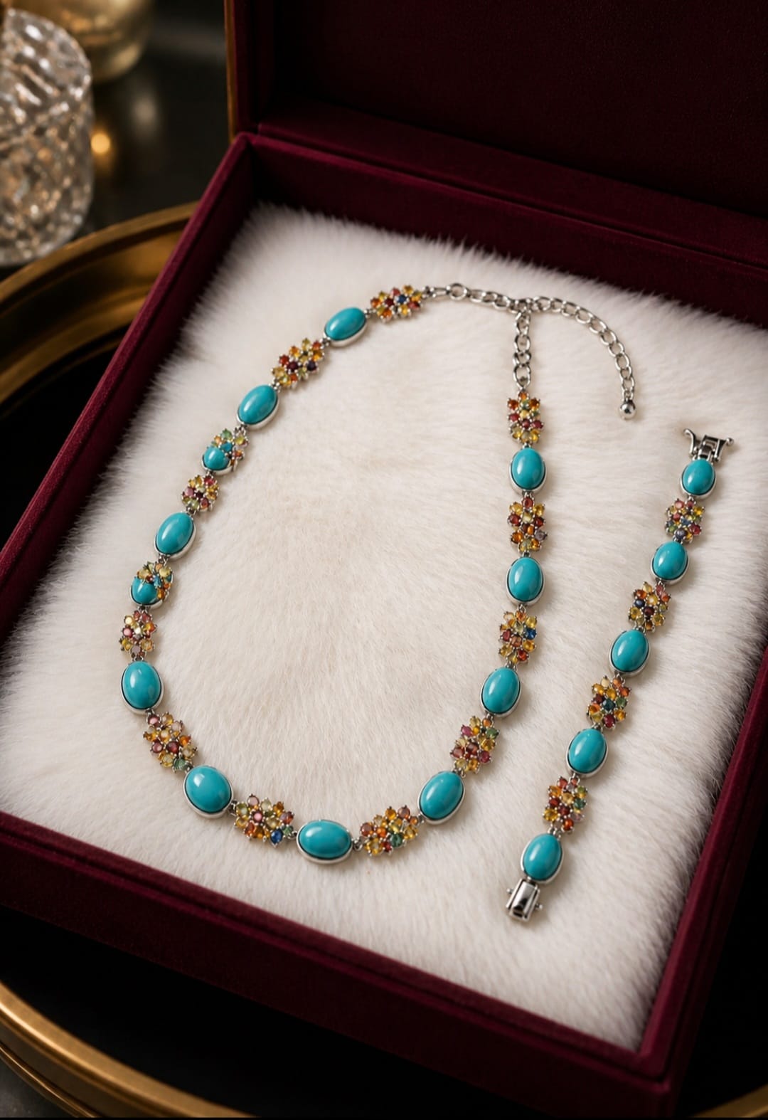 The "Celestial Bloom" Sleeping Beauty Turquoise & Multi-Gemstone Set