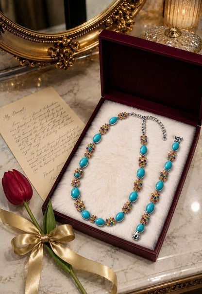The "Celestial Bloom" Sleeping Beauty Turquoise & Multi-Gemstone Set