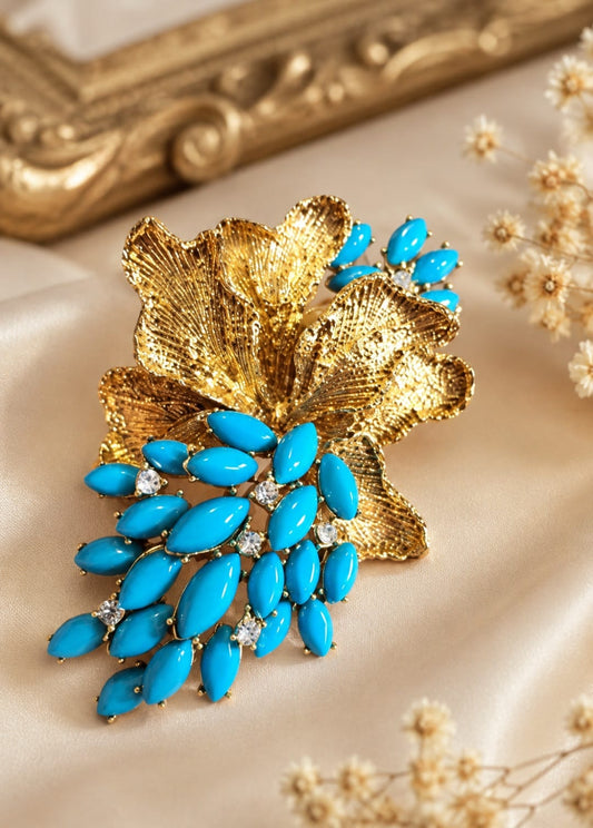 The Azure Cascade Orchid Brooch