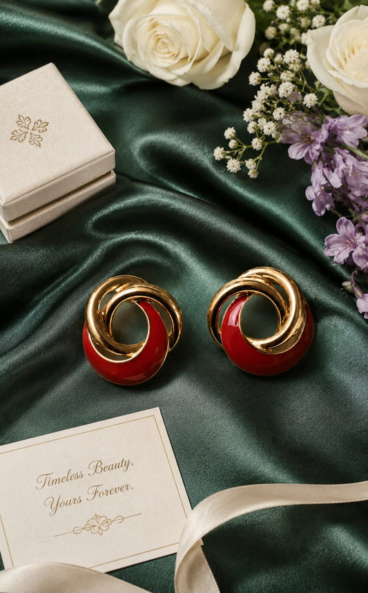 Scarlet Crescent Interlocking Studs
