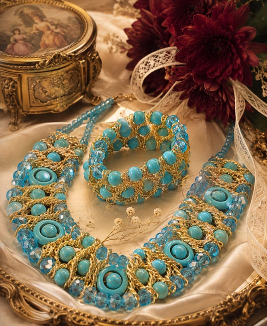 Turquoise Tide Intricate Collar — Serengeti Sun & Sea Necklace and Bracelet Set