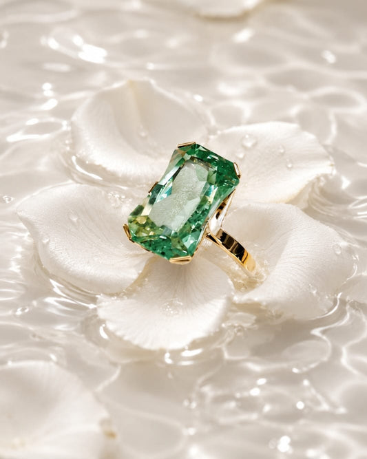 The Celestia Aquamarine  Statement Ring (18K Gold Setting)